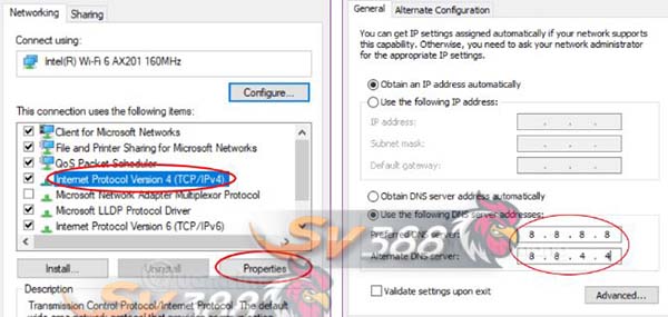 đổi DNS trên máy tính windows 10 vào sv388 không bị chặn 1